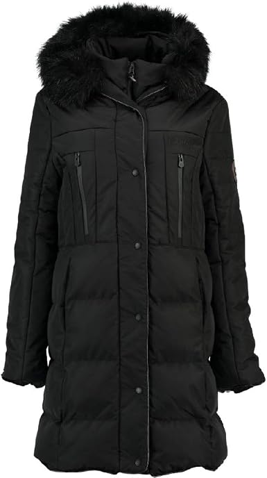 Geographical Norway Diaz Women's Parka Down Jacket Long Hood with Fur -  Black - S : Amazon.co.uk: Clothing