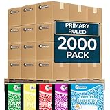Rosmonde 2000 Pack (Pallet) Bulk Composition Notebook, Primary Ruled, Full Pallet of Primary Composition Notebooks, 100 Sheets (200 Pages), 9-3/4 x 7-1/2, Bulk Supplies for School, 4-7 Days Transit