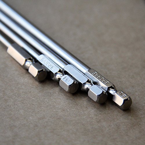 Broppe 4pcs Flat Head Slotted Tip Screwdriver Bit Set 150mm/6 inch Long Magnetic 3mm 4mm 5mm 6mm 1/4 Inch Hex Shank