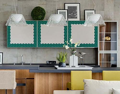 Image of WallDesign AquaGreen Chevron Tile Sticker - 4 in X 10 Feet Self-Adhesive Durable Border Roll for Bathroom, Kitchen, Counter, Wall, Home Decoration