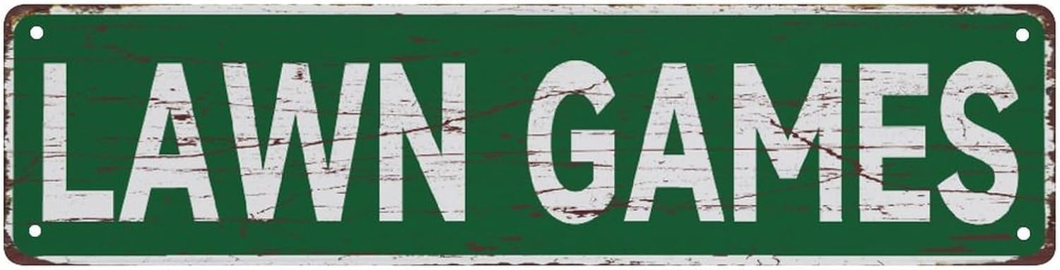 peiyeety Vintage Metal Tin Sign Lawn Games Vintage Sign, Retro Wall Decor for Home, Bar, Garage, Cafe, Man Cave, Backyard, Game Room, Rustic Wall Art for Indoor and Outdoor Decoration, 4x16 Inch