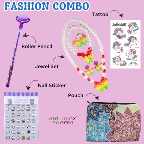 Image of Birthday Popper 50 Pcs Fashion Combo as Birthday Return Gifts for Girls | Combo Pack for Birthday Goodie Bags, Party Favors, Gift Bags, Kids' Accessories Combo Pack for Girls of All Age Group