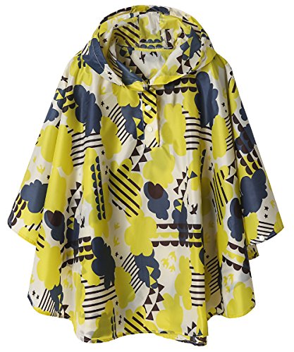 Summer Mae Chubasquero Poncho de Lluvia Niño Niña,Poncho Impermeable Colorado Infantil con Capucha y Botones Amarillo XX-Large Altura:150.5-160.5cm