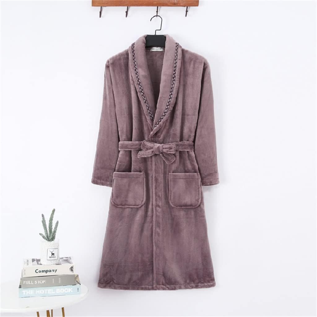 Winter Thick Warm Female Coral Fleece Kimono Robe Nightgown Bath Gown Sleepwear Men Nightwear
