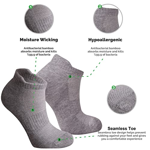 Image of VRD Womens Ankle Socks, Bamboo Rayon 6-Pairs Athletic Running Low Cut Socks With Tab