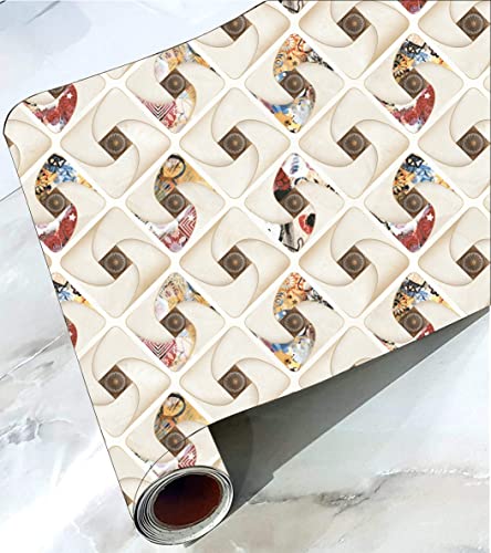 Image of CABANA HOMES Wall Stickers DIY Tile Wallpaper for Decals (45 x 125 cm, 1 Roll) (6 sq. ft) Decorative Self Adhesive Home Decor Kitchen Tiles Ceiling, Beige