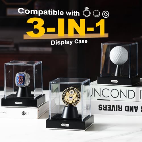 Image of JupDec Coin Display Case, Clear Acrylic Single Coin Holder with Durable Base, Dustproof Cube Showcase with Black Velvet Interior, Ideal Gift for Challenge Coin Fans & Collectors