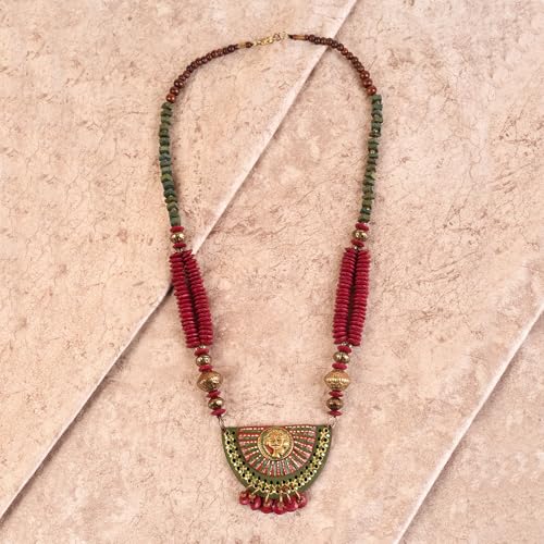 Image of Handcrafted Tribal Dhokra & Floral Charm Necklace Collection | Artisan Brass, Glass & Contemporary Statement Necklaces for Women | Ethnic, Elegant & Artistic Jewelry