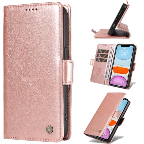 Funda Compatible con Honor 8 Lite,Compatible con Huawei P8 Lite (2017) / P9 Lite (2017) Flip Stand Cartera Cuero PU Ranura para Tarjetas Cierre magnético Funda de teléfono Pink