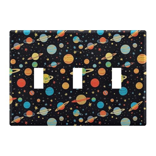 Light Switch Cover Outer Space Planet Wall Plates for Electrical Outlets 3 Gang 202a8754