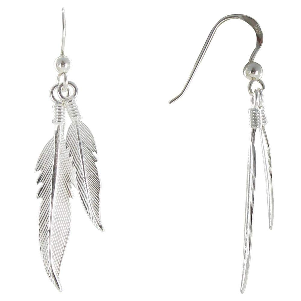LES POULETTES BIJOUX - Set 925 Silber Federn Kette und Ohrringe