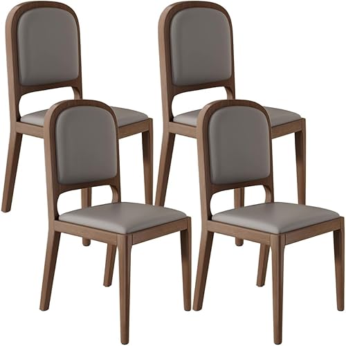 Miniatura 16 de YVYKFZD Sillas de comedor de madera maciza, juego de sillas de cocina sin brazos, silla de comedor tapizada de cuero, silla de sala de estar Caqui