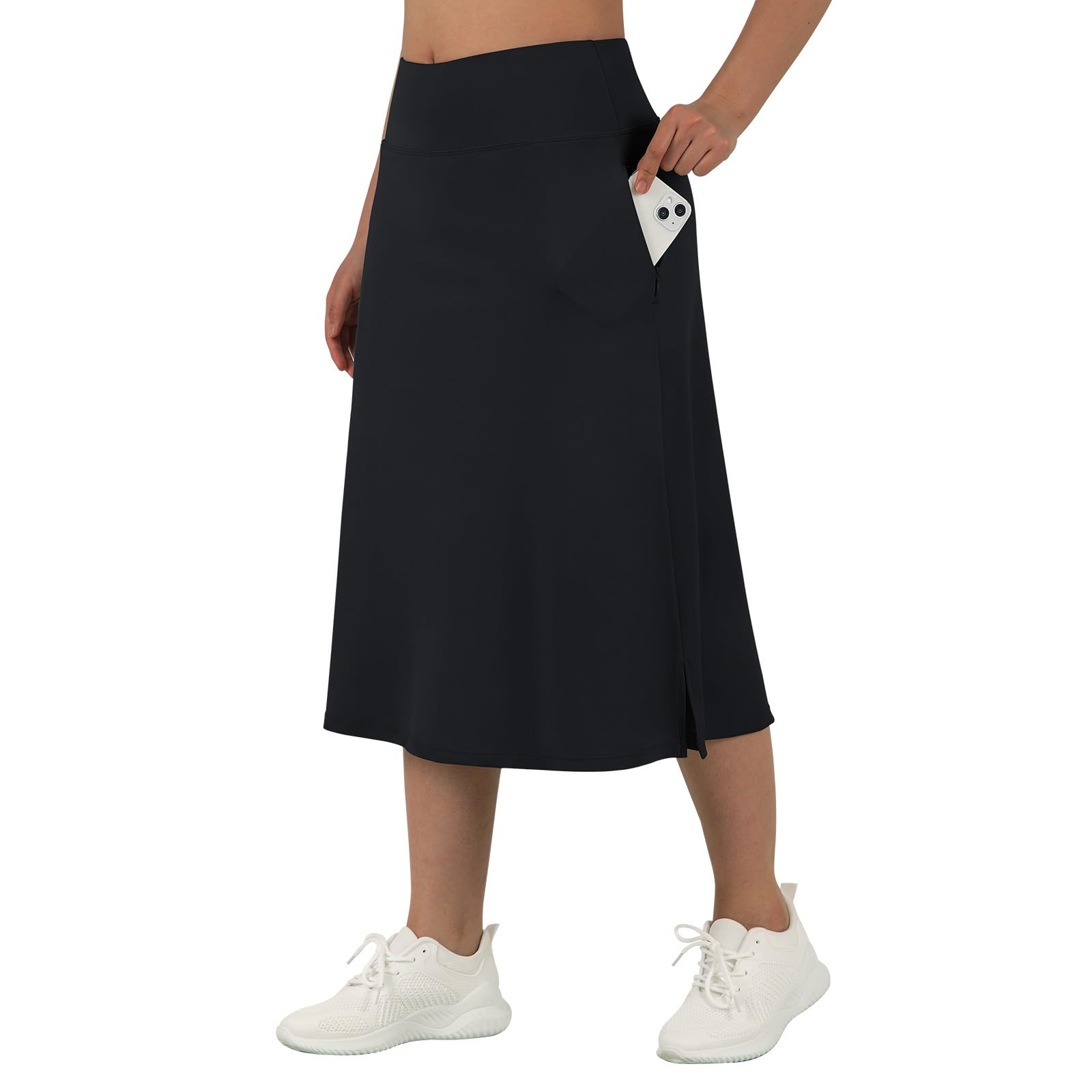 beroy Women 28" Long Skorts for Woman with 2 Pockets Modest Skirt with Shorts Underneath High Waisted Long Skorts
