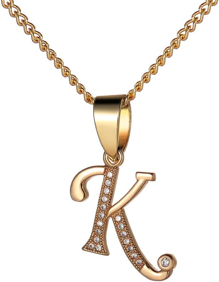 Liasun A-Z 26 Letters Initial Necklace Gold-Plated Metal Delicate Pendant Adjustable Dainty Script Necklaces for Women (1pcs-K)