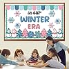 Winter Bulletin Board Kit Snowflake Paper Cutout Name Tag Classroom Decor Snowman Stickers in Our Winter Era Chalkboard DIY Craft Set New Year Teacher Supply Wall Door Decorations for Library #4