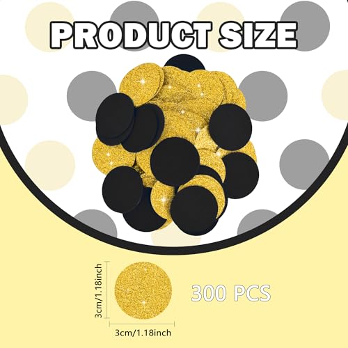 Image of 300Pcs Glitter Gold And Black Table confetti,Paper Circle Dots Confetti for Birthday Party Halloween Bachelorette Wedding Baby Shower Graduation Decorations