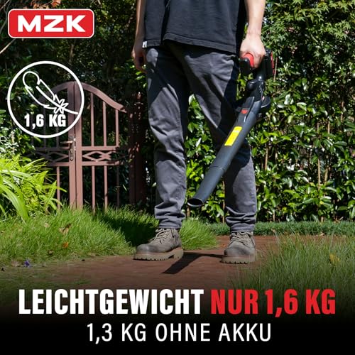MZK 20V Akku-Laubbläser, 210 km/h & 770 m³/h Laubgebläse, Ultra-Leichter Laubpuster für Garten & Terrasse (Inkl. 2X 2.0Ah Akkus & Ladegerät) 5