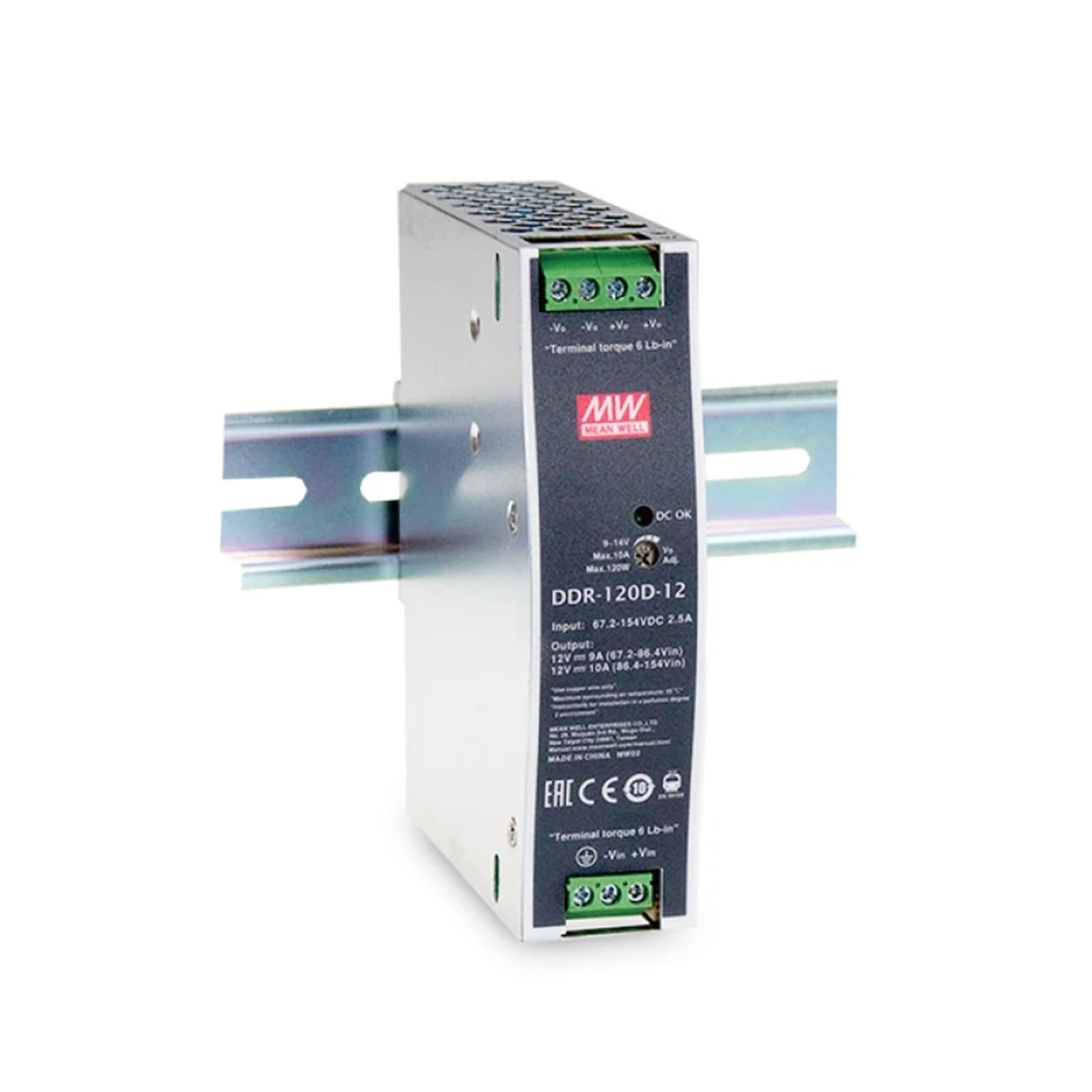Convertisseur CC-CC type rail DIN DDR-120D-12 de tension DC12V pour système industriel
