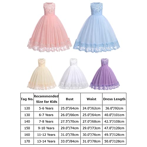 Girls' Special Occasion Dresses, Teen Girl Dress, Girl Lace Puffy Dress For Kids Wedding Formal Princess Communion Birthday Prom Frocks Dance Evening Ball Gown Pink - Floral Lace 13-14 Years #TOP6
