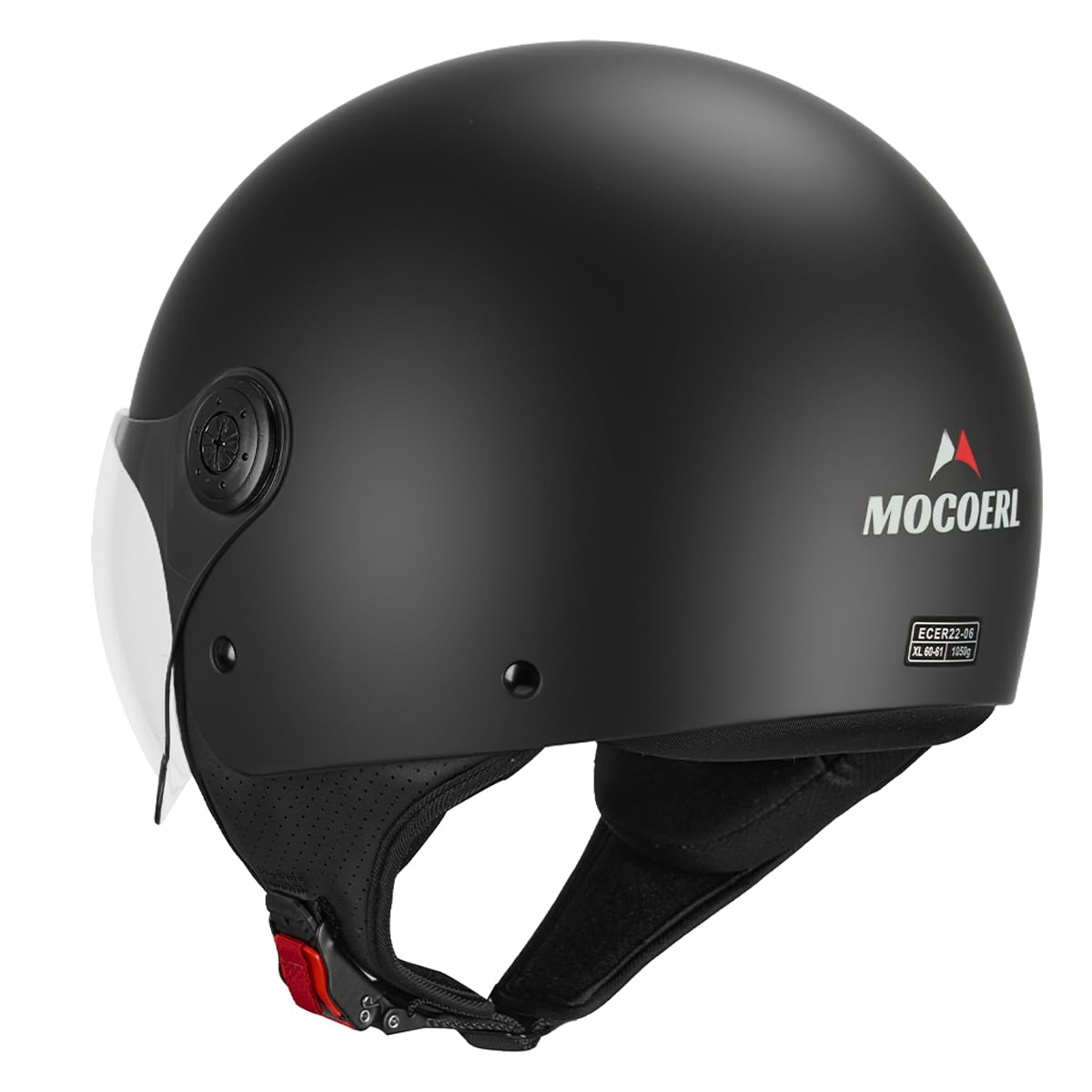 Casco de Moto Jet para Adultos, Visera Transparente, Casco de Moto para Hombres y Mujeres para Ciclomotor Cruiser Bobber y Chopper, Homologado ECE2206, Casco Retro 3/4