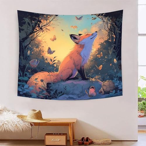 Tapisserie murale fox effet 3d pour creer une ambiance cocooning au salon