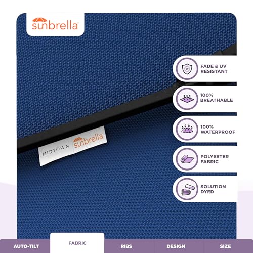 Image of Midtown Umbrellas Lean - 8 Ft Patio Umbrella, Dark Blue Canopy