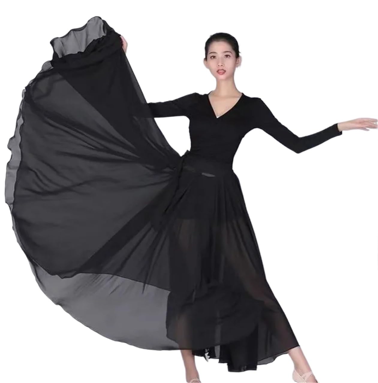 Faldas largas Elegantes de Gasa Morada con Cordones for Danza del Vientre for Mujer, for Ballet, clásica, práctica y espectáculos para Mujeres