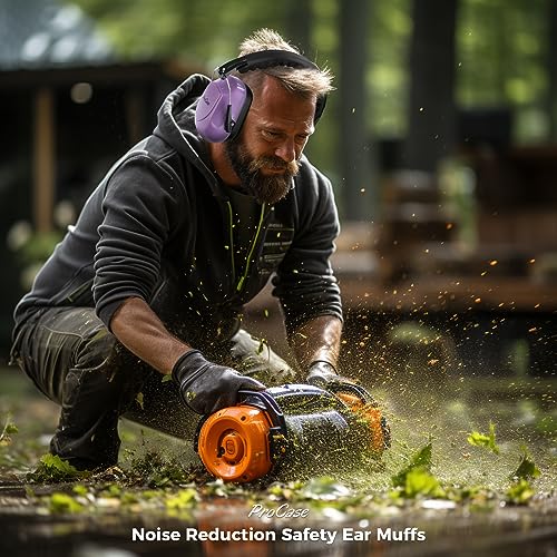 Image of ProCase Noise Reduction Ear Muffs, Sound Proof Ear Protection, NRR 28dB Noise Cancelling Headphones for Adults Kids Autism, Hearing Protection for Mowing -Pure Purple