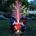 RCTTICUU Gnome Statue Solar Garden Decor with LED Lights, Resin Gnomes Figurine and Colour Changing Optical Fiber Solar Light,Outdoor Decorations for Balcony, Patio, Yard, Lawn, Gifts for Women