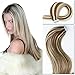 Produktbild Tape In Haarverlängerungen 20pcs/50g Pro Set #2P613 Dunkelbraun Highlighted Blonde Klavier Farbe Doppelseitiges Klebeband Seide Glattes Haar Tape In Extensions Echthaar 50cm