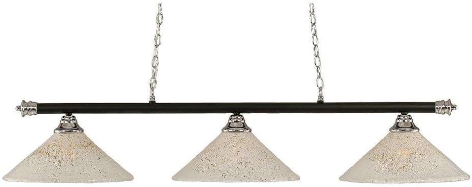Toltec Lighting 373-CHMB-714 Oxford 3 Light Bar with 16" Gold Ice Glass, Chrome and Matte Black Finish