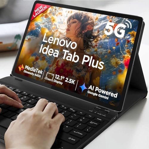 Image of HOM Tri-Fold Wireless Bluetooth Keyboard with Detachable Tablet Case Cover for Lenovo Idea Tab Plus 12.1 inch - Black