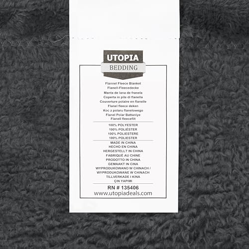 Utopia Bedding UB900 Fleece Blanket Throw Size Grey 300Gsm Luxury Blanket For Couch Sofa Bed Anti-Static Fuzzy Soft Blanket Microfiber thumb #9