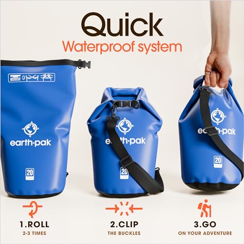 Image of Earth Pak Waterproof Dry Bag - Roll Top Waterproof Backpack Sack Keeps Gear Dry for Kayak with Waterproof Phone Case