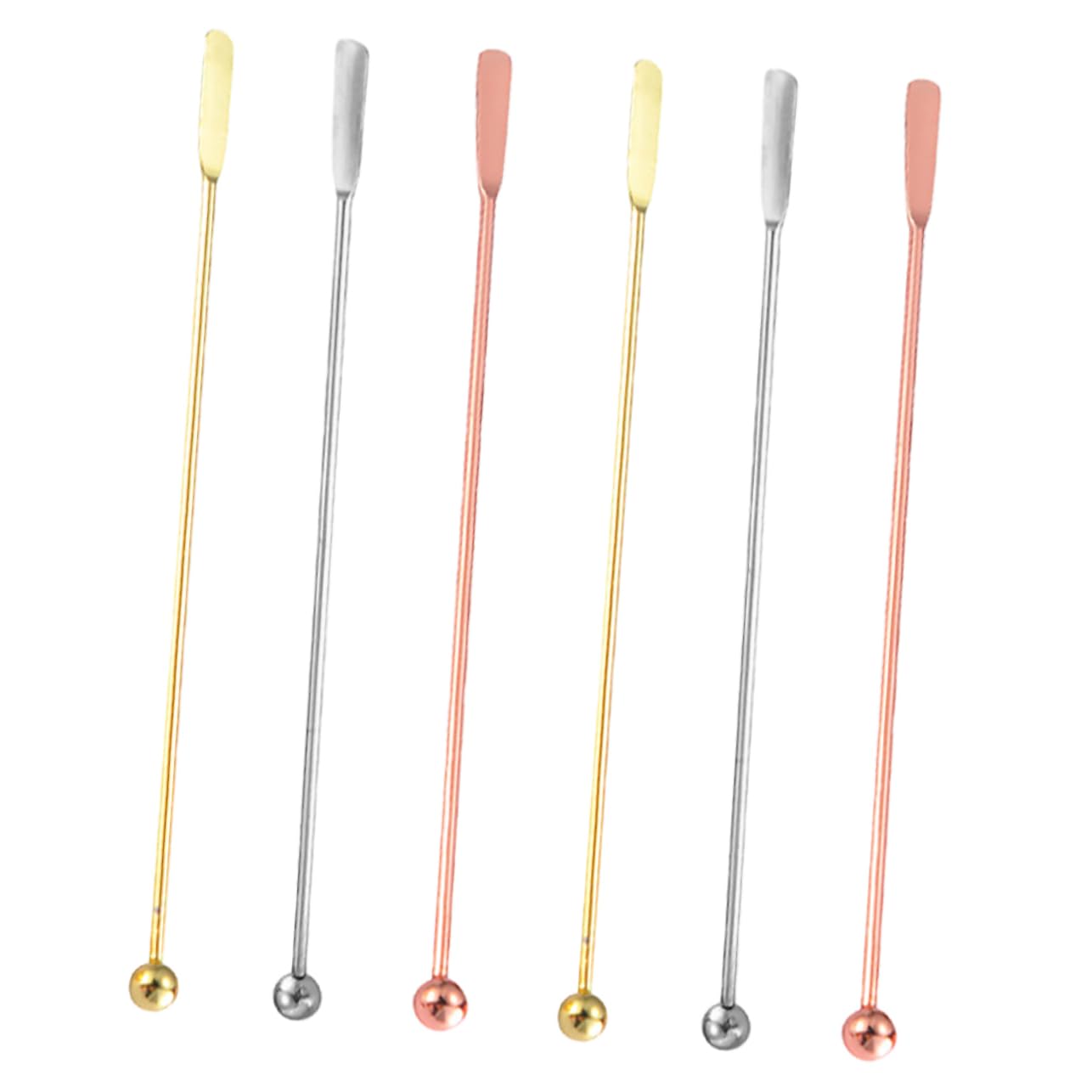 OFFSCH 6pcs Stainless Steel Cocktail Stirrers with Ball Paddles Durable Swizzle Sticks for Mixing Drinks Coffee Bar and Beverage Stirring Reusable Drink Stir Sticks