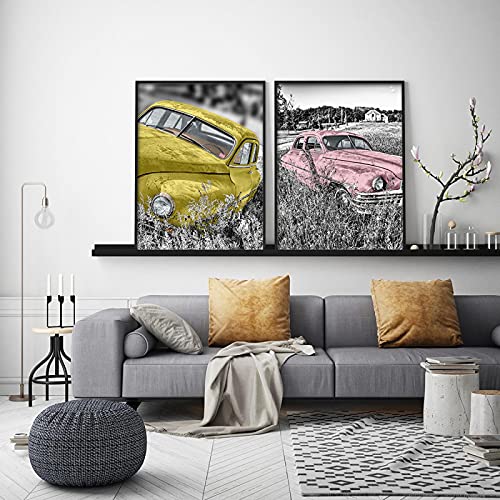 Oeuvre d'art sur toile haut de gamme motif voiture pour salon chic
