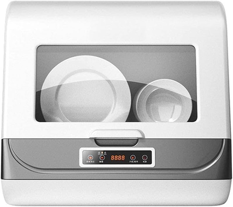 Mini Dishwasher,Automatic Countertop Dishwasher High Pressure Wave Dishwasher Cleaner Portable Mini Dish Washer With Stainless Steel Interior And 6 Place Settings Rack, Rotary Spray 360掳 Azimuth,Wh