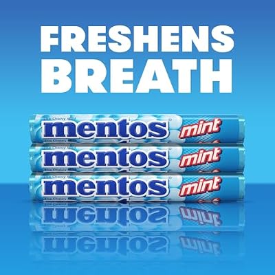 Mentos Chewy Mint Candy Roll, Mint Candies, 14 Pieces Per Roll, 15 Count Party Pack