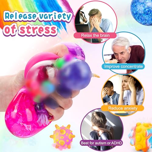 Image of 36 Pack Stress Balls, Squishy Balls, Squishy Fidget Stress Relief | Squeeze Ball for Adults Stress Relieve, Prize Box for Friends, Party Favors