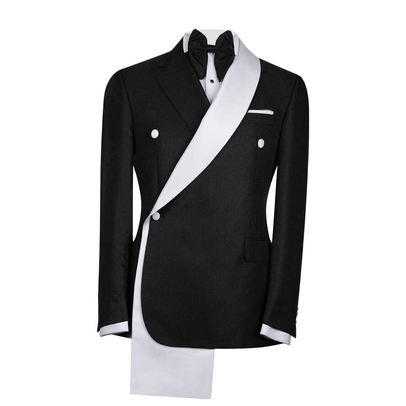 HomhousMen's Tux Jacket One-Button Shawl Lapel Blazer with White Trim, Formal Wear for Weddings and Dinners