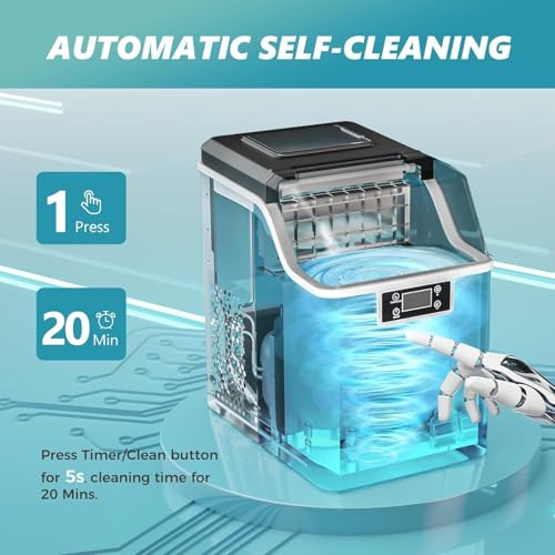 Image of EUHOMY Ice Cube Maker Machine Countertop, 2 Ways to Add Water, 45Lbs /Day 24 Pcs Ready in 13 Mins, Self-Cleaning Portable Compact, with Ice Scoop & Basket, Perfect for Home /Kitchen /Office /Bar