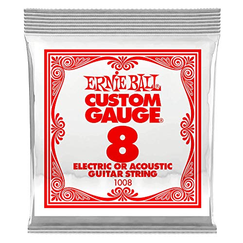 Ernie Ball Nickel Plain Single Guitar String .008 Gauge 6-Pack