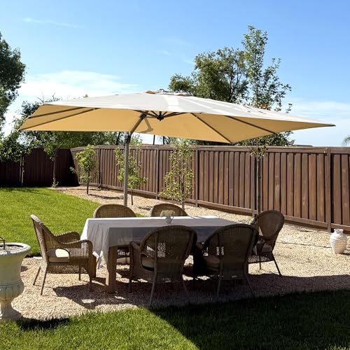 Image of PURPLE LEAF Patio Umbrella 9' x 11' Rectangle High Quality Stucture Beige