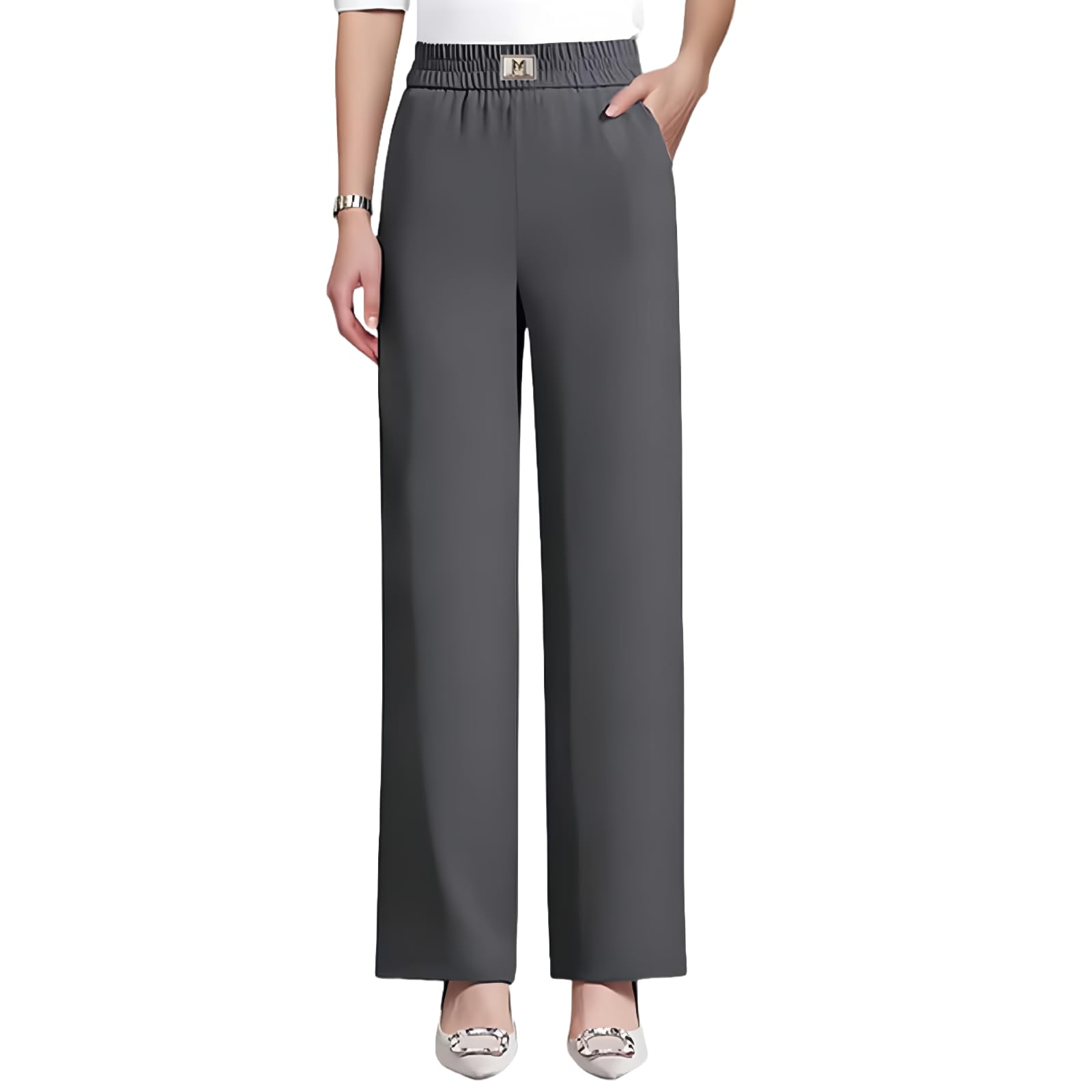 Misease Pants for Ladies Over 50 Perfect Drape High Rise Pull Breathable for Senior Women Pants for Women