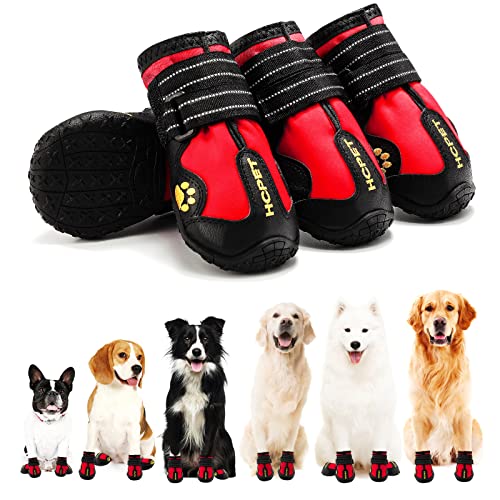 Hcpet Dog Shoes, Dog Boots For Small Dogs, Waterproof Medium Dog Booties Paw Protector For Summer Hot Pavement, Winter Snowy Day, Outdoor Walking, Indoor Hardfloors Anti Slip Sole Red Size 5 #TOP9