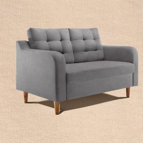 Image of Duroflex Ease Plus - 2 Seater Sofa Set for Living Room | 3 Year Warranty | Premium Wooden Frame Sofa | Anti-Pilling Fabric, Fade & Termite Resistant | Comfortable & Durable Couch - Steeple Grey