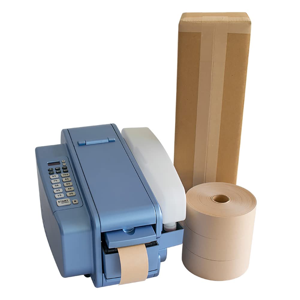 JXYQ Automatic Kraft Tape Dispenser - Electronic Water Activated Cutter for Gummed Tape - One-Touch Moistening & Dispensing for Shipping & Gift Packaging