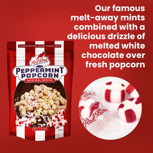 Red Bird Peppermint Popcorn Drizzled With White Chocolate Made With Our Signature Soft Peppermint Puffs Candy, 7Oz Bag, 2-Pack #TOP3