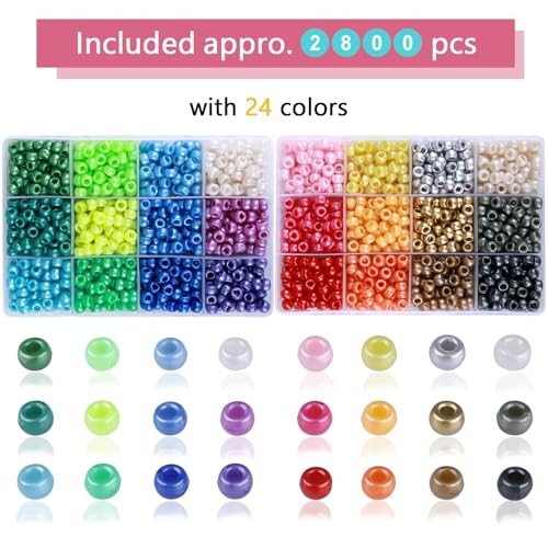 Image of Greentime Pony Beads kit,Bright Pearl Craft Beads for Friendship Necklace