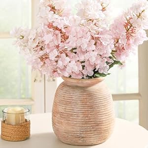 Ceramic Rustic Vase, Neutral Pottery Farmhouse Vases Home Decor, 7.48″ Terracotta Pampas Flowers Decorative Vase for Table Entryway Mantel Bookshelf Bedroon Bathroom Living Room